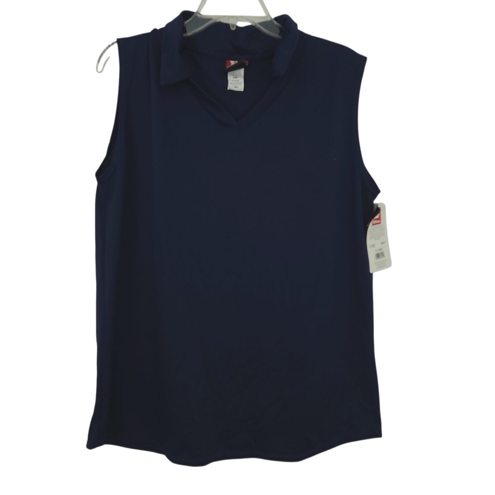 NEW Wilson Women's Navy Blue Sleeveless Collared Shirt XL Xlarge Golf Tennis
